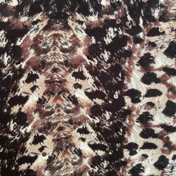 90s & Y2K ALBERTO MAKALI Leopard Print Glitter Rhinestone Embroidered Sweater - Picture 10 of 11